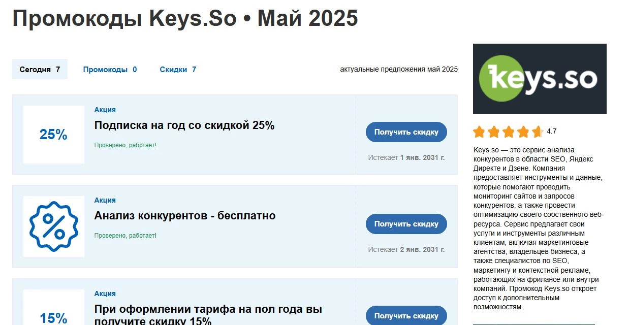промокоды Keys so