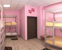 Кровать в 8-местном общем женском номере Розовая
